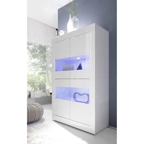 Vitrin - BASICO - 4 dörrar - Blank vit - 101 x 42 x 161 cm