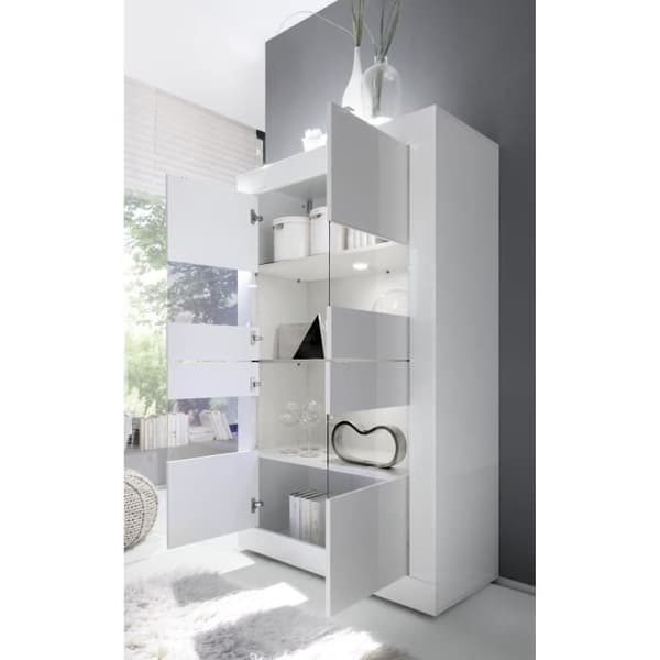 Vitrin - BASICO - 4 dörrar - Blank vit - 101 x 42 x 161 cm