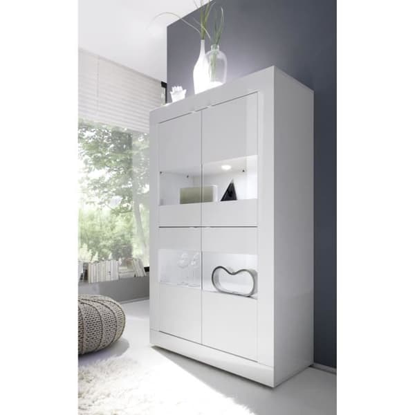 Vitrin - BASICO - 4 dörrar - Blank vit - 101 x 42 x 161 cm