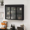 Miniatyrbillede 4 af 11: Rootz 3 -dørs vægmonteret glasskab - buet display - Elegant opbevaring - Alsidig design - 90 x 20 x 70 cm
