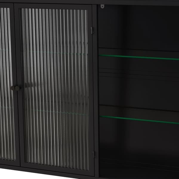 Rootz 3 -dørs vægmonteret glasskab - buet display - Elegant opbevaring - Alsidig design - 90 x 20 x 70 cm