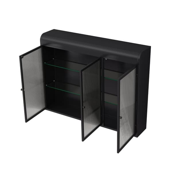 Rootz 3 -dørs vægmonteret glasskab - buet display - Elegant opbevaring - Alsidig design - 90 x 20 x 70 cm