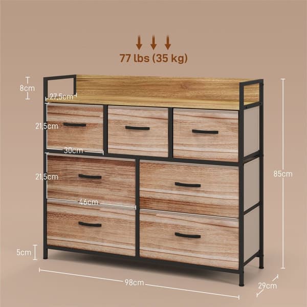 Rootz 7 Skuffe Storage Cabinet - CHOST OF THEBLEER - Foldbart stof - Organiser plads - 98 cm x 29 cm x 85 cm