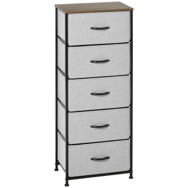 ROOTZ 5 Skuffe Bryst - Opbevaringsskab - Foldbar stofskuffe - Optimal stabilitet - 45 x 30 x 116 cm - Grå