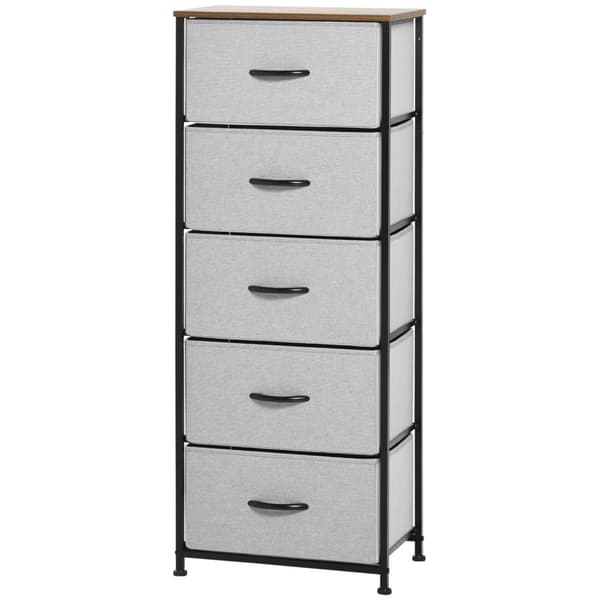 ROOTZ 5 Skuffe Bryst - Opbevaringsskab - Foldbar stofskuffe - Optimal stabilitet - 45 x 30 x 116 cm - Grå