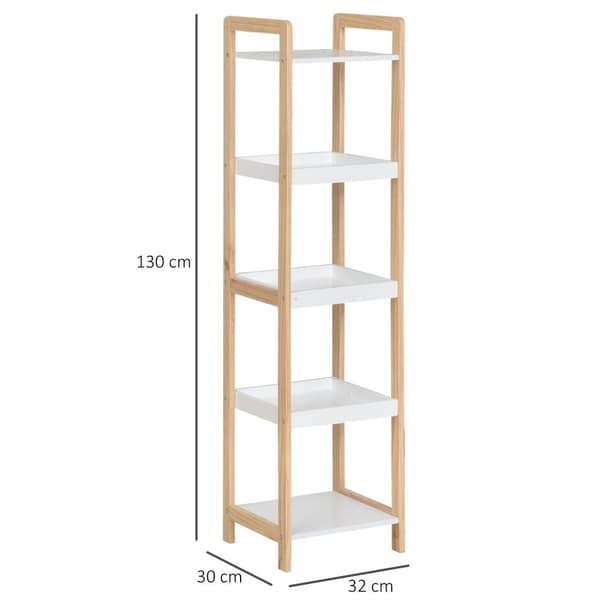Rootz 5 -lags badeværelse hylde - lejrhylde - køkkenhylde - rumbesparende - 32 cm x 30 cm x 130 cm