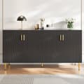 Pikkukuva 4 / 11: Rootz Black Sideboard - Buffet Table - säilytyskaappi - Ainutlaatuinen akselisuunnittelu - Tyylikäs ruokasalin lisäys - 152 cm x 40 cm x 75cm
