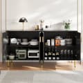 Pikkukuva 5 / 11: Rootz Black Sideboard - Buffet Table - säilytyskaappi - Ainutlaatuinen akselisuunnittelu - Tyylikäs ruokasalin lisäys - 152 cm x 40 cm x 75cm