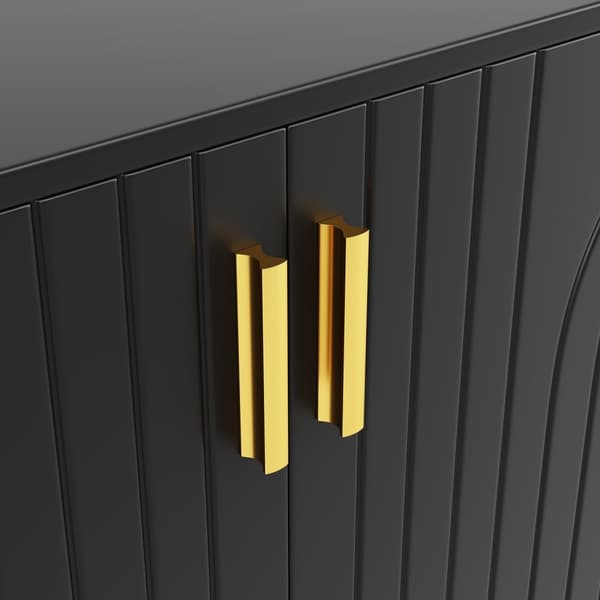 Rootz Black Sideboard - Buffet Table - säilytyskaappi - Ainutlaatuinen akselisuunnittelu - Tyylikäs ruokasalin lisäys - 152 cm x 40 cm x 75cm