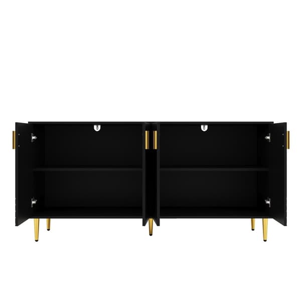 Rootz Black Sideboard - Buffet Table - säilytyskaappi - Ainutlaatuinen akselisuunnittelu - Tyylikäs ruokasalin lisäys - 152 cm x 40 cm x 75cm