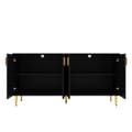 Pikkukuva 10 / 11: Rootz Black Sideboard - Buffet Table - säilytyskaappi - Ainutlaatuinen akselisuunnittelu - Tyylikäs ruokasalin lisäys - 152 cm x 40 cm x 75cm