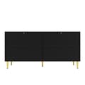 Pikkukuva 11 / 11: Rootz Black Sideboard - Buffet Table - säilytyskaappi - Ainutlaatuinen akselisuunnittelu - Tyylikäs ruokasalin lisäys - 152 cm x 40 cm x 75cm