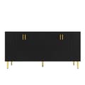 Pikkukuva 1 / 11: Rootz Black Sideboard - Buffet Table - säilytyskaappi - Ainutlaatuinen akselisuunnittelu - Tyylikäs ruokasalin lisäys - 152 cm x 40 cm x 75cm