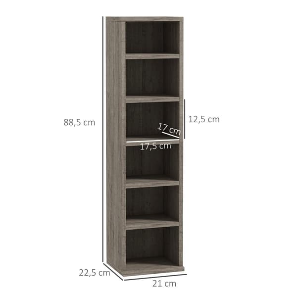 Rootz CD -DVD -förvaringsskåp - Media Organizer - hyllenhet - 204 CD -kapacitet - Hållbar spånskiva - 21x22.5x88.5cm - Grå