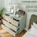 Miniatyrbillede 4 af 10: Rootz Bedroom Chest of skuffer - Beklædningsopbevaring - Rattan Fronts - Anti -Tipping Design - 80L x 40W x 87,5 timer cm - Grøn og brun MDF