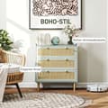 Miniatyrbillede 5 af 10: Rootz Bedroom Chest of skuffer - Beklædningsopbevaring - Rattan Fronts - Anti -Tipping Design - 80L x 40W x 87,5 timer cm - Grøn og brun MDF