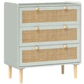 Miniatyrbillede 10 af 10: Rootz Bedroom Chest of skuffer - Beklædningsopbevaring - Rattan Fronts - Anti -Tipping Design - 80L x 40W x 87,5 timer cm - Grøn og brun MDF
