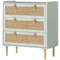 Miniatyrbillede 1 af 10: Rootz Bedroom Chest of skuffer - Beklædningsopbevaring - Rattan Fronts - Anti -Tipping Design - 80L x 40W x 87,5 timer cm - Grøn og brun MDF