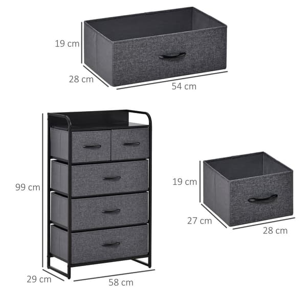Rootz -kaapin säilytyskalusteet - taitettavat kangaslaatikot - järjestäjät - tilaa säästävä - 58 x 29 x 99 cm harmaa ja musta