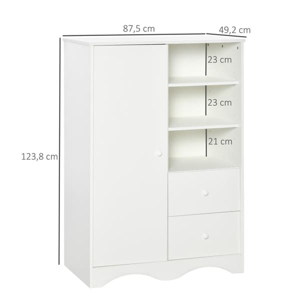 Rootz -kabinet med dør & 5 hylder - Opbevaringsmøbler - Hvid arrangør - Alsidig og stilfuld - 85,7 cm x 49,2 cm x 123,8 cm