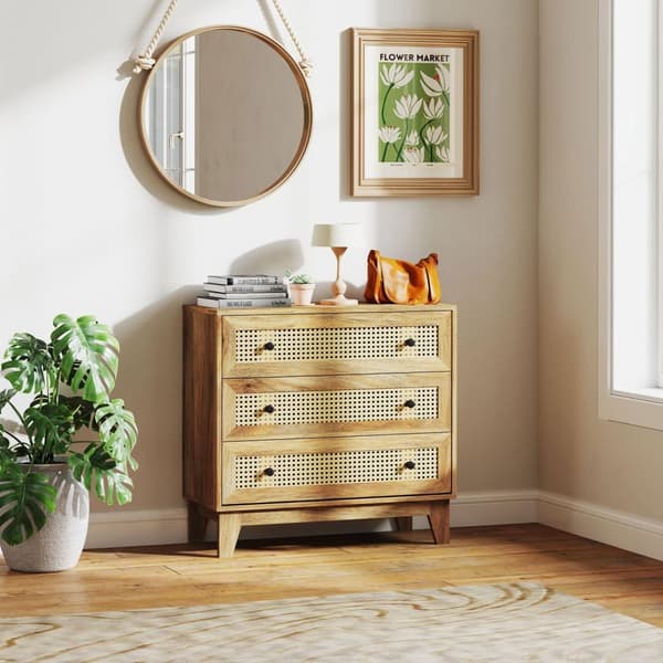 Juuren laatikkohuone - säilytyskalusteet - Rattan -lipasto - ruskea - tyylikäs muotoilu - 80 x 35 x 76 cm