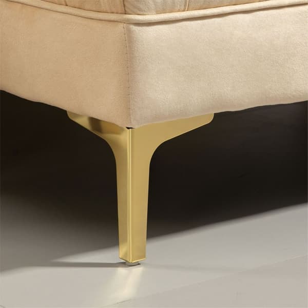 Rootz Classic -Chic Bank Banket - Polstret bænk - Opbevaringsbænk - Optimal komfort - 118L x 45b x 42H cm - Golden Metal Frame, Brown