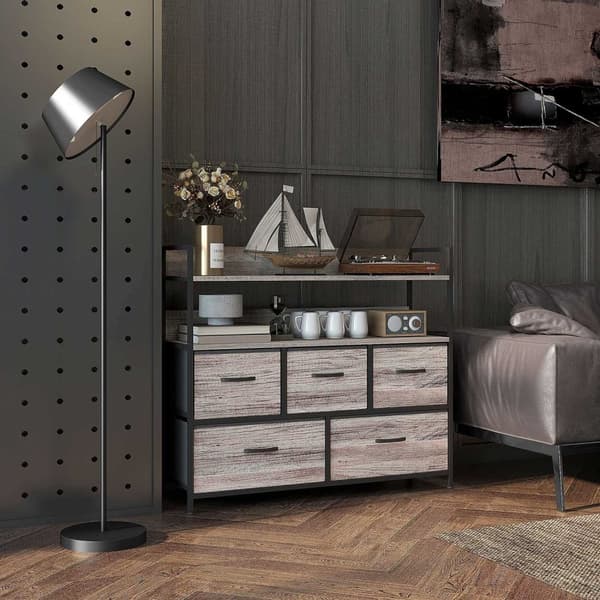 Rootz Fabric Chest of skuffer - Opbevaringsarrangør - tøjenhed - 5 sammenfoldelige skuffer - stålrammer - 98 cm x 29 cm x 85 cm