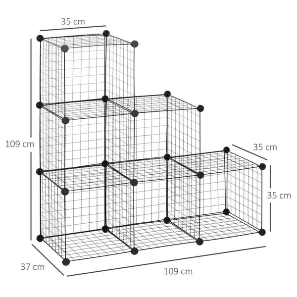 Rootz Metal Cube hylde - terningeskab - Modulær opbevaring - Fleksibel design - 109L x 37b x 109H cm - Sort