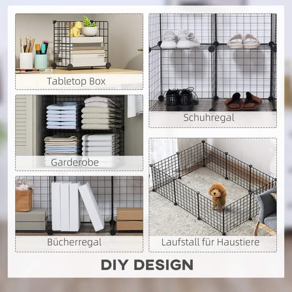 Rootz Metal Cube hylde - terningeskab - Modulær opbevaring - Fleksibel design - 109L x 37b x 109H cm - Sort