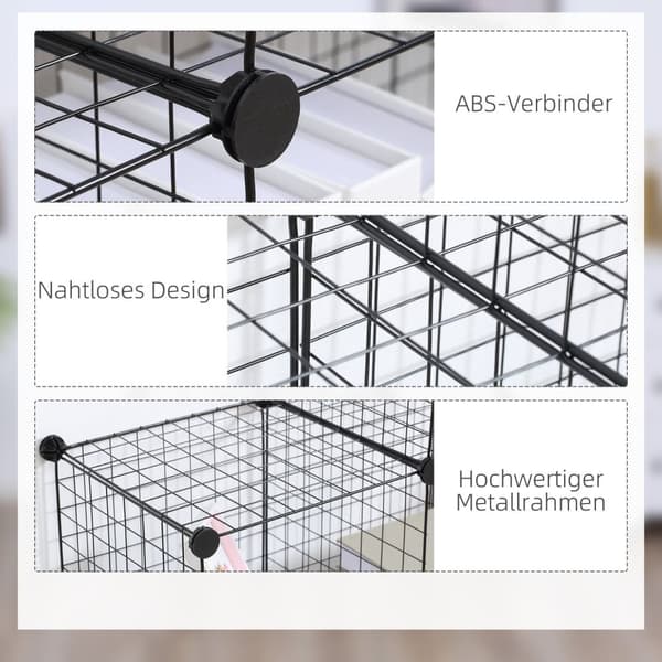 Rootz Metal Cube hylde - terningeskab - Modulær opbevaring - Fleksibel design - 109L x 37b x 109H cm - Sort