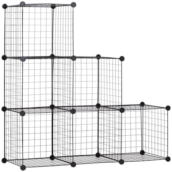Rootz Metal Cube hylde - terningeskab - Modulær opbevaring - Fleksibel design - 109L x 37b x 109H cm - Sort