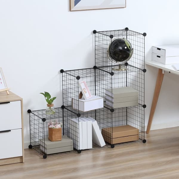 Rootz Metal Cube hylde - terningeskab - Modulær opbevaring - Fleksibel design - 109L x 37b x 109H cm - Sort