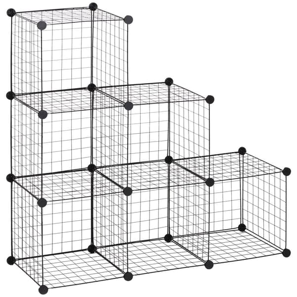 Rootz Metal Cube hylde - terningeskab - Modulær opbevaring - Fleksibel design - 109L x 37b x 109H cm - Sort