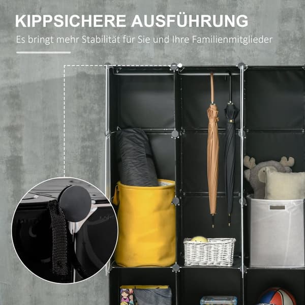 Rootz Modular Storage Cabinet - Garderob - Skåp - Hållbar plast och stål - 16 Fack - 145x46x162cm