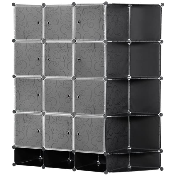 Rootz Modular Storage Cabinet - Garderob - Skåp - Hållbar plast och stål - 16 Fack - 145x46x162cm