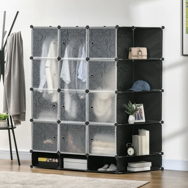 Rootz Modular Storage Cabinet - Garderob - Skåp - Hållbar plast och stål - 16 Fack - 145x46x162cm
