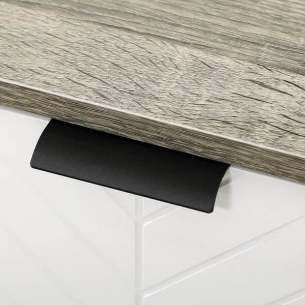 Rootzin alhaalta säilytyskalusteet - Buffet - TV -teline - Säädettävät hyllyt - Chevron Pattern - 120x35x77.4 cm valkoinen ja harmaa