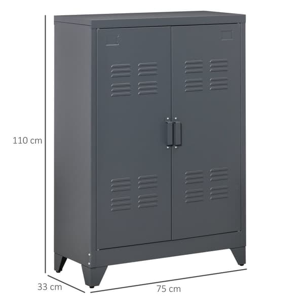 Rootz Metal Storage Cabinet Garderobe - Filskabinet - Kontorskabinet - Industriel stil - Justerbare hylder - 75 cm x 33 cm x 110 cm