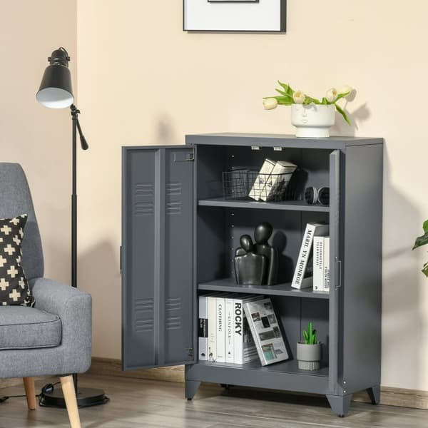 Rootz Metal Storage Cabinet Garderobe - Filskabinet - Kontorskabinet - Industriel stil - Justerbare hylder - 75 cm x 33 cm x 110 cm