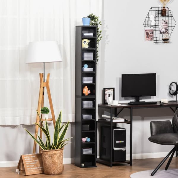 Rootz Sæt med 2 søjlehylder - DVD -opbevaringsskab - CD -opbevaring - 204 CD -kapacitet - Elegant design - 21 cm x 22,5 cm x 88,5 cm