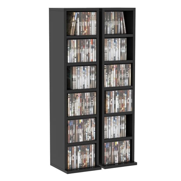 Rootz Sæt med 2 søjlehylder - DVD -opbevaringsskab - CD -opbevaring - 204 CD -kapacitet - Elegant design - 21 cm x 22,5 cm x 88,5 cm
