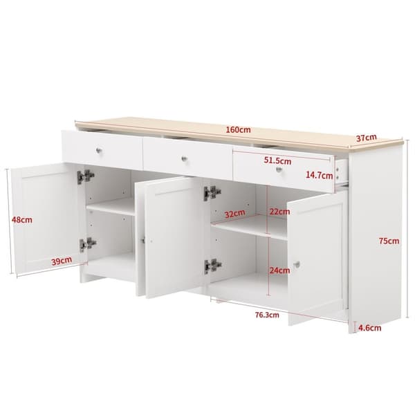 Rootz Rustic skænk - Landstil - Trækornskab - Rigelig opbevaring - 160L x 37b x 75H cm