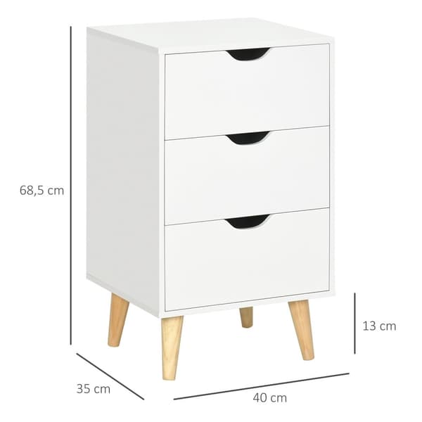 Rootz Skandinavian laatikkohuone - Yökonsoli - Varastokalusteet - 3 laatikkoa - Tyylikäs muotoilu - 40 x 35 x 68,5 cm