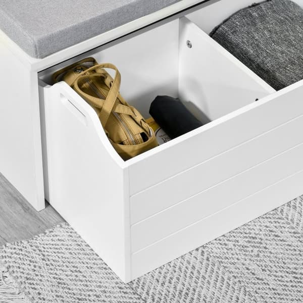 Rootz Shoe Cabinet Bench - Shoe Storage - Bänk med låda - Bekväm sittplats - MDF White - 69 cm x 32 cm x 40 cm