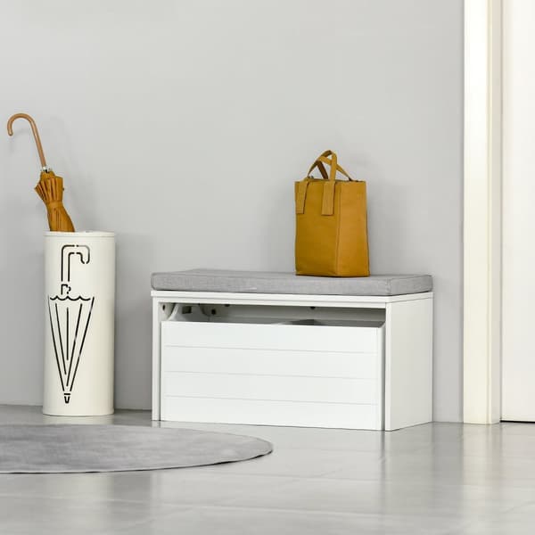 Rootz Shoe Cabinet Bench - Shoe Storage - Bänk med låda - Bekväm sittplats - MDF White - 69 cm x 32 cm x 40 cm