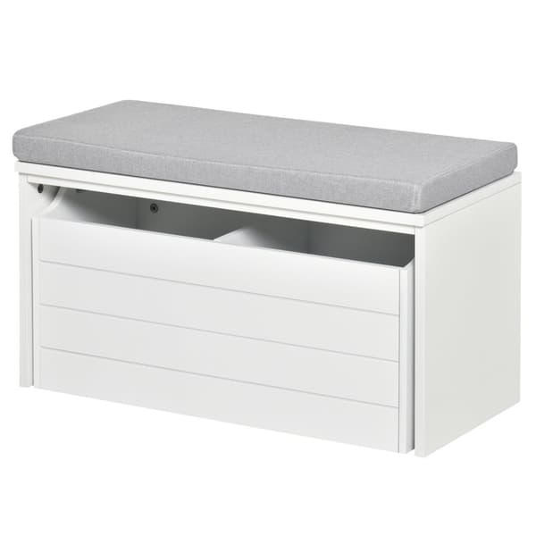 Rootz Shoe Cabinet Bench - Shoe Storage - Bänk med låda - Bekväm sittplats - MDF White - 69 cm x 32 cm x 40 cm