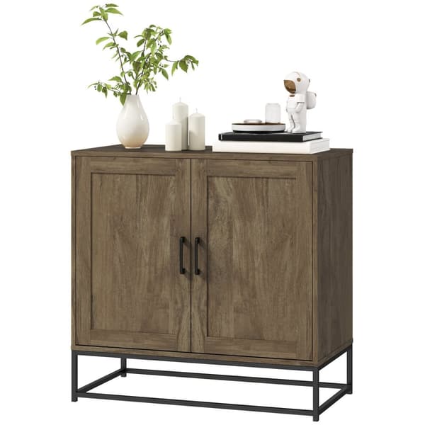 Rootz Sideboard Storage Cabinet - Buffettabell - Träserver - Justerbar hylla - Brown - 80B x 40T x 78H cm
