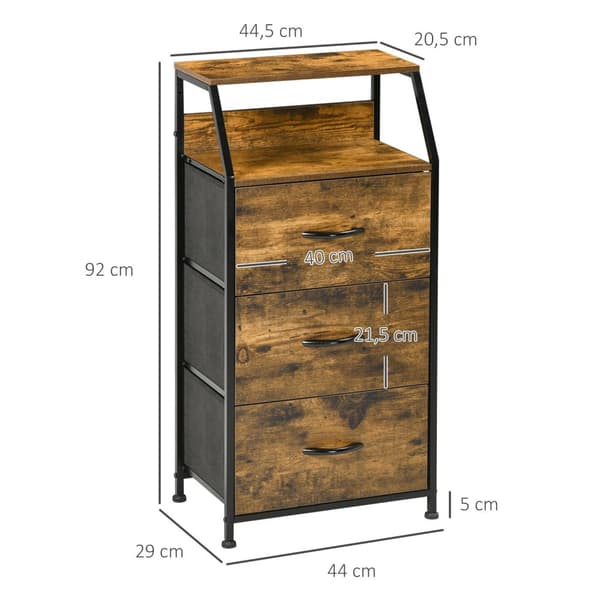 Rootz Storage Cabinet - Stof skuffer - MDF -hylder - Stålramme - Justerbare fødder - 44x29x92 cm