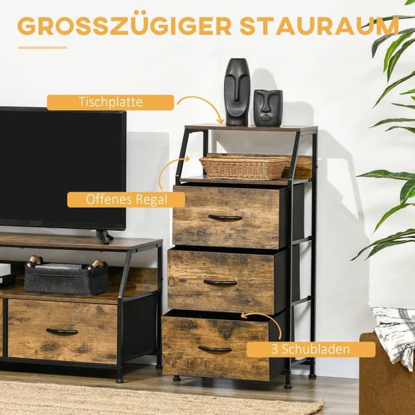 Rootz Storage Cabinet - Stof skuffer - MDF -hylder - Stålramme - Justerbare fødder - 44x29x92 cm