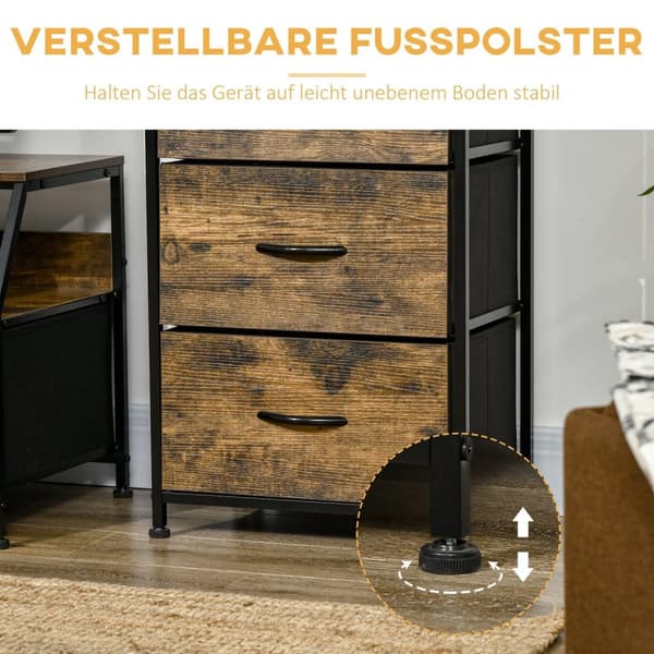 Rootz Storage Cabinet - Stof skuffer - MDF -hylder - Stålramme - Justerbare fødder - 44x29x92 cm